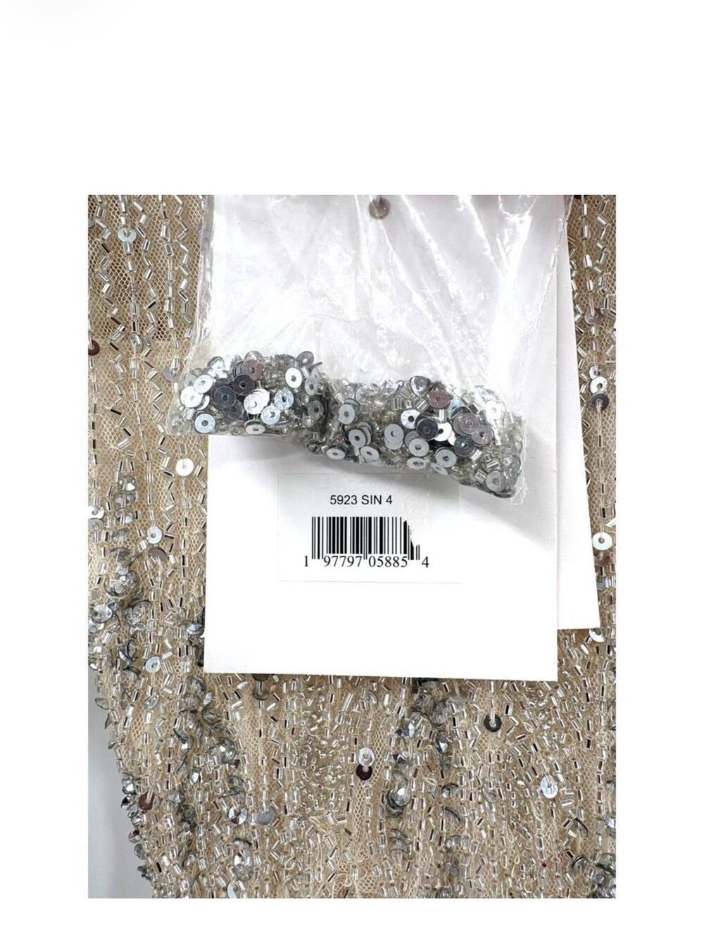MAC DUGGAL Dress Size 4 Long Sleeve Sequin Cocktail NEW Mini Cream Silver - Picture 5 of 7
